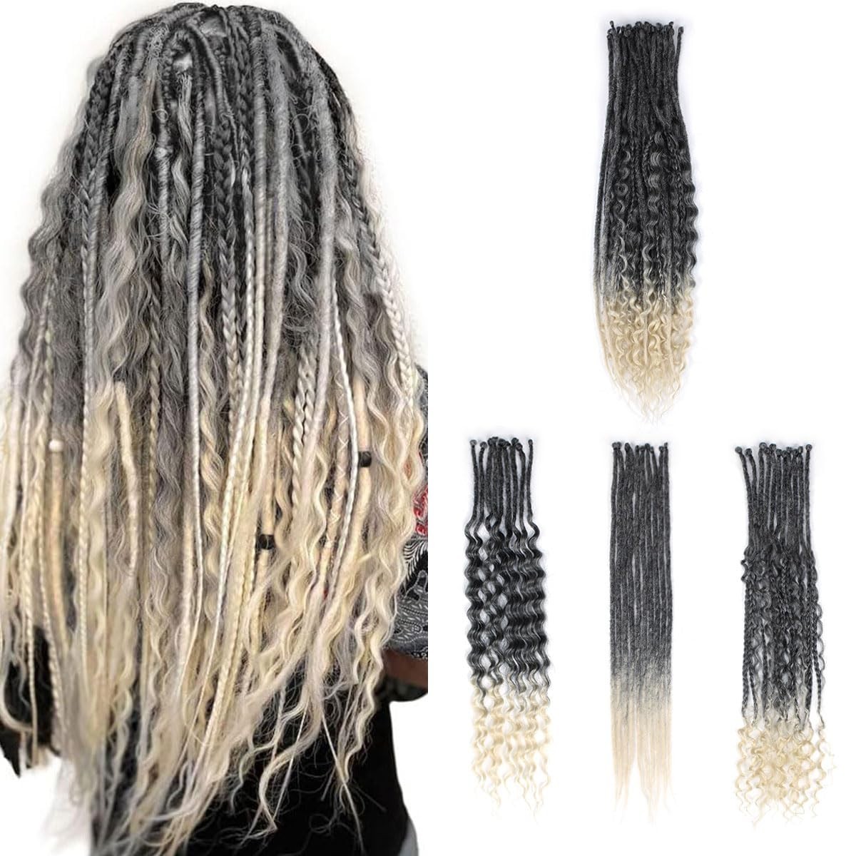 Curly Dreadlocks Set for White Women, 30pcs SE Dreads