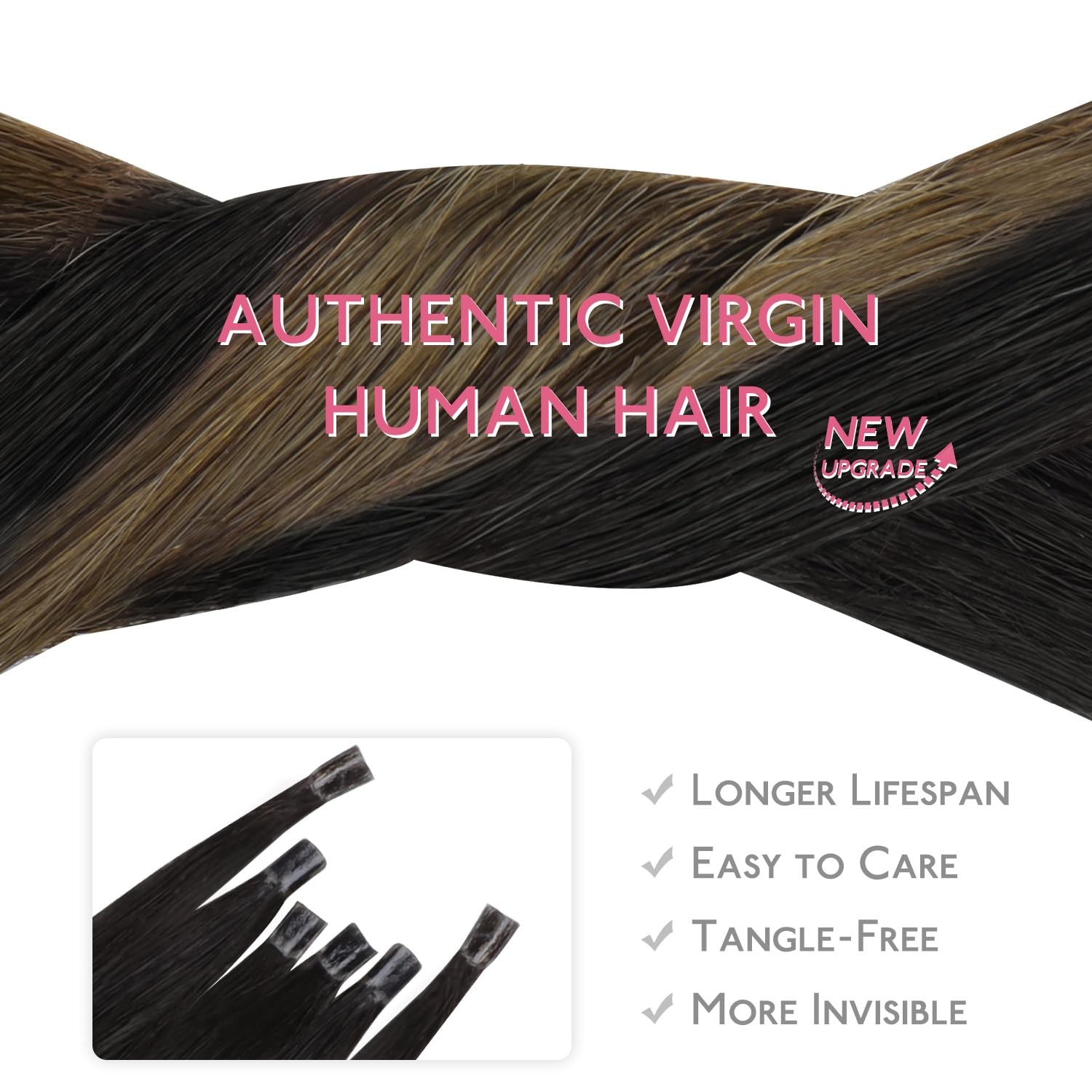 Wennalife K Tip Hair Extensions Real Human Hair 50G 50S 14 Inch Balayage