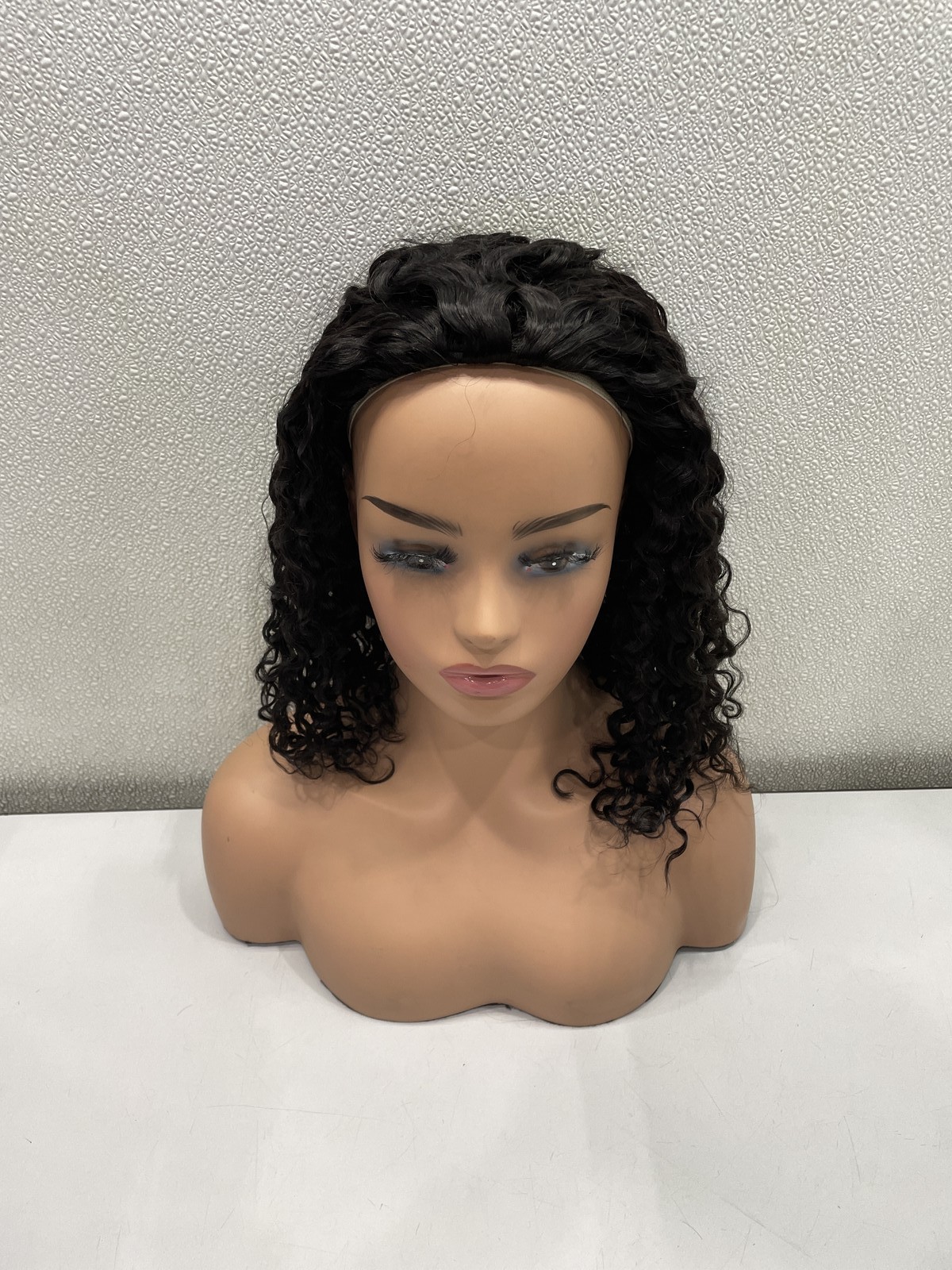 ISee Water Wave Natural Black Human Hair Half Wig 16″, Beginner Friendly