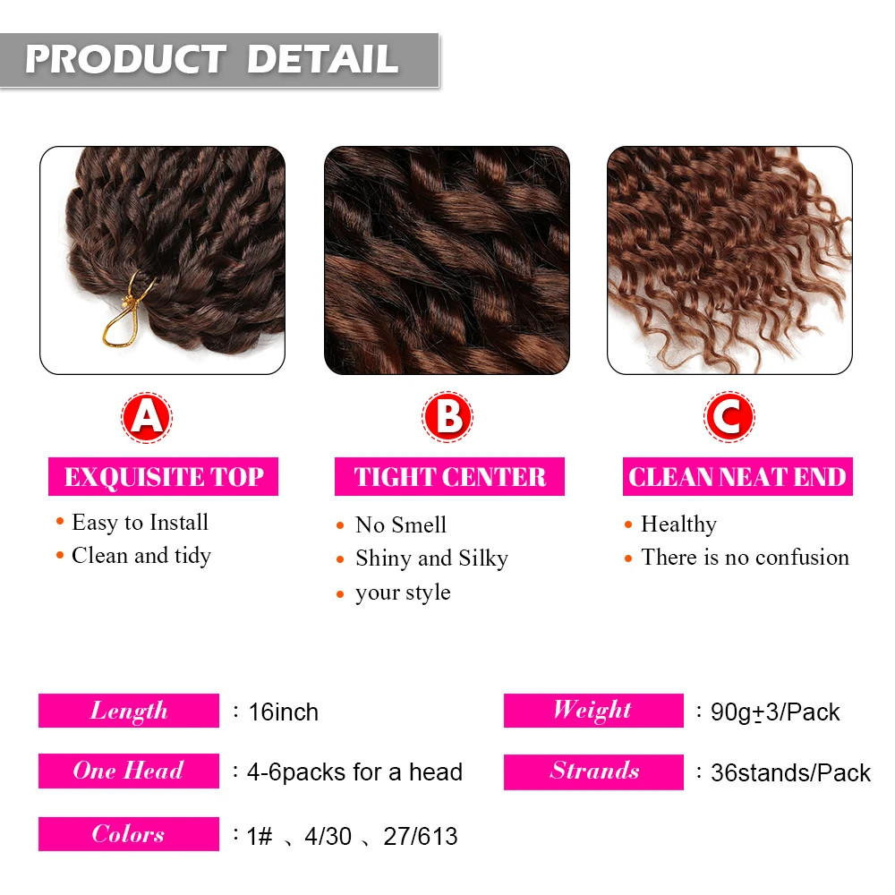 16Inch Freetress Ombre Synthetic Loose Deep Wave Twist Crochet Hair Extensions