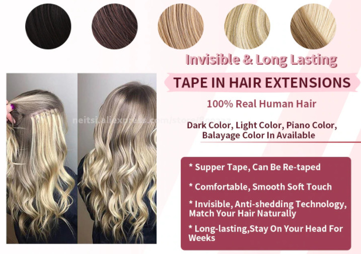 16-26″ NEW PU Injected Invisible Tape in Natural Human Hair Extensions Remy