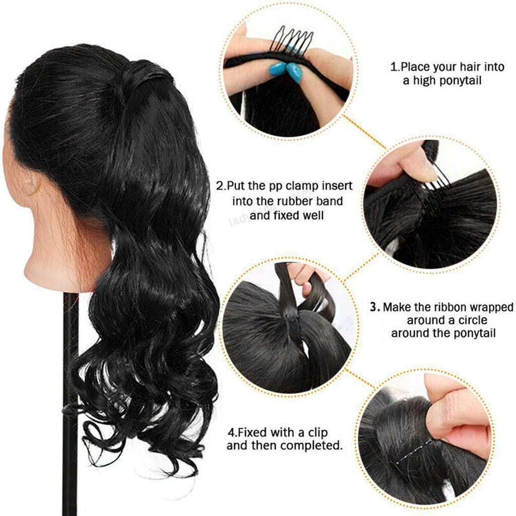 Long Wavy Curly/Straight Thick Synthetic Clip In Hair Extension Ponytail Claw