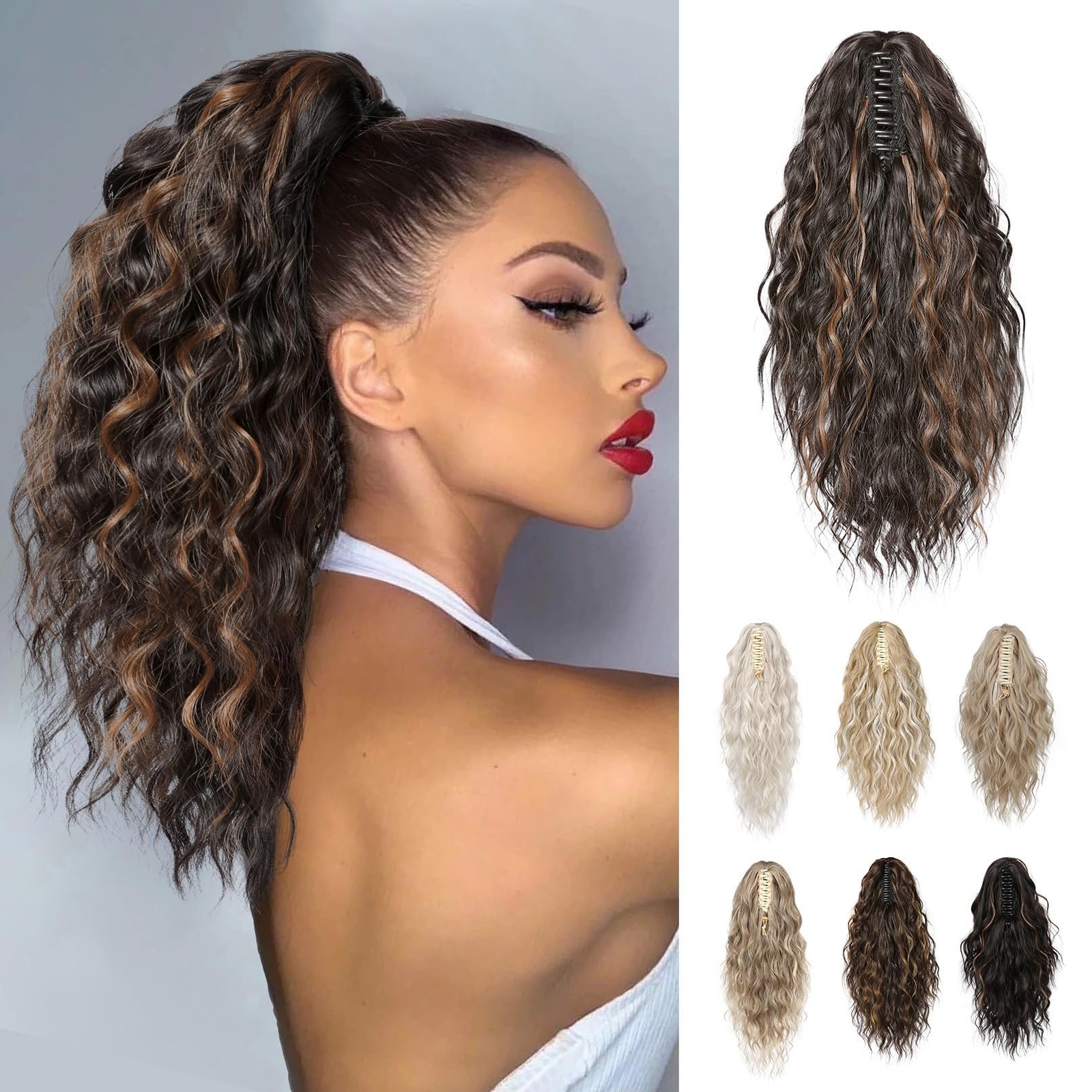 Ponytail Extension, 14 Inch Curly Claw Pony Tails Hair Extensions Clip in Pon…