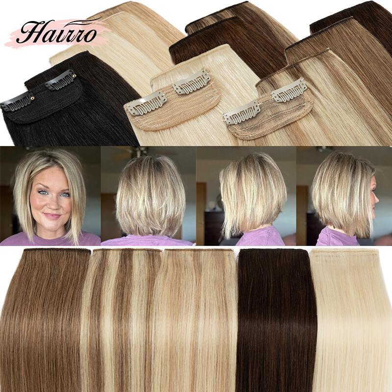 4″-12″ One Piece Clip In 100% Remy Human Hair Extensions Mini Hair Pad Hairpiece