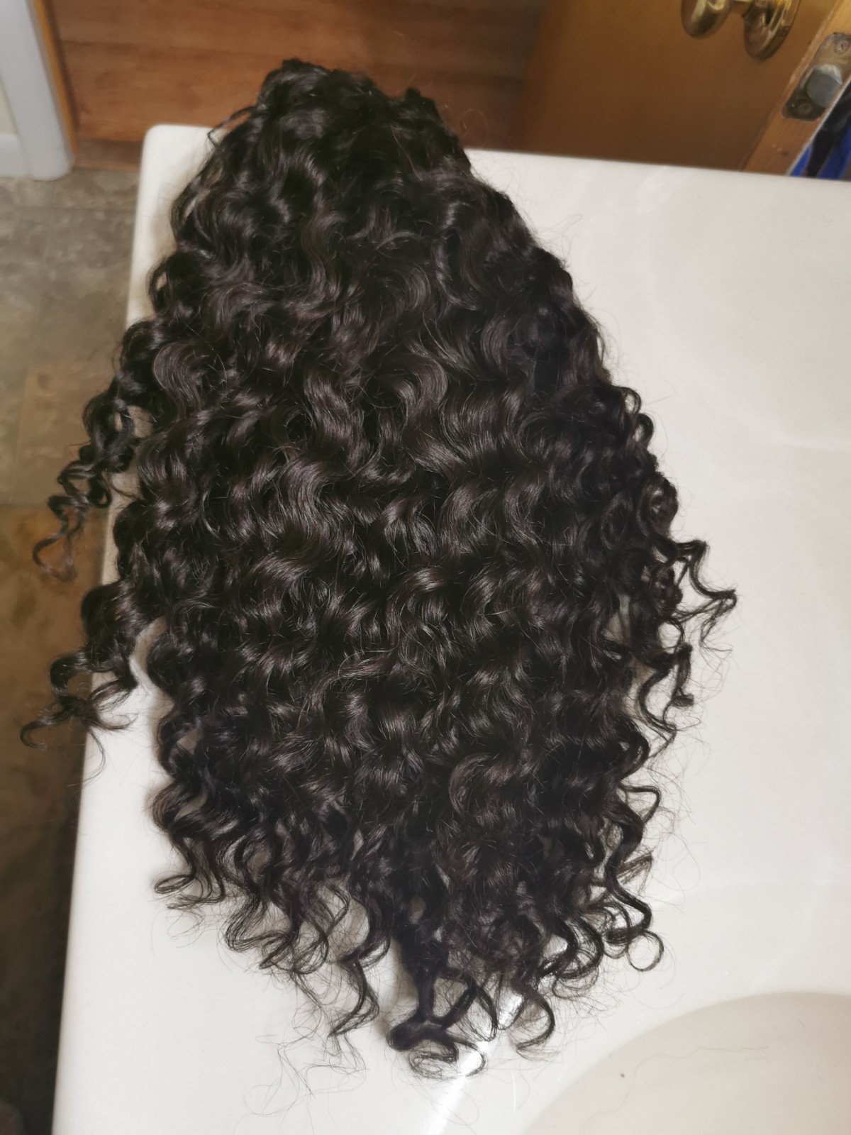 Quality Natural Black Burmese Curly Human Hair Headband Wig 16″
