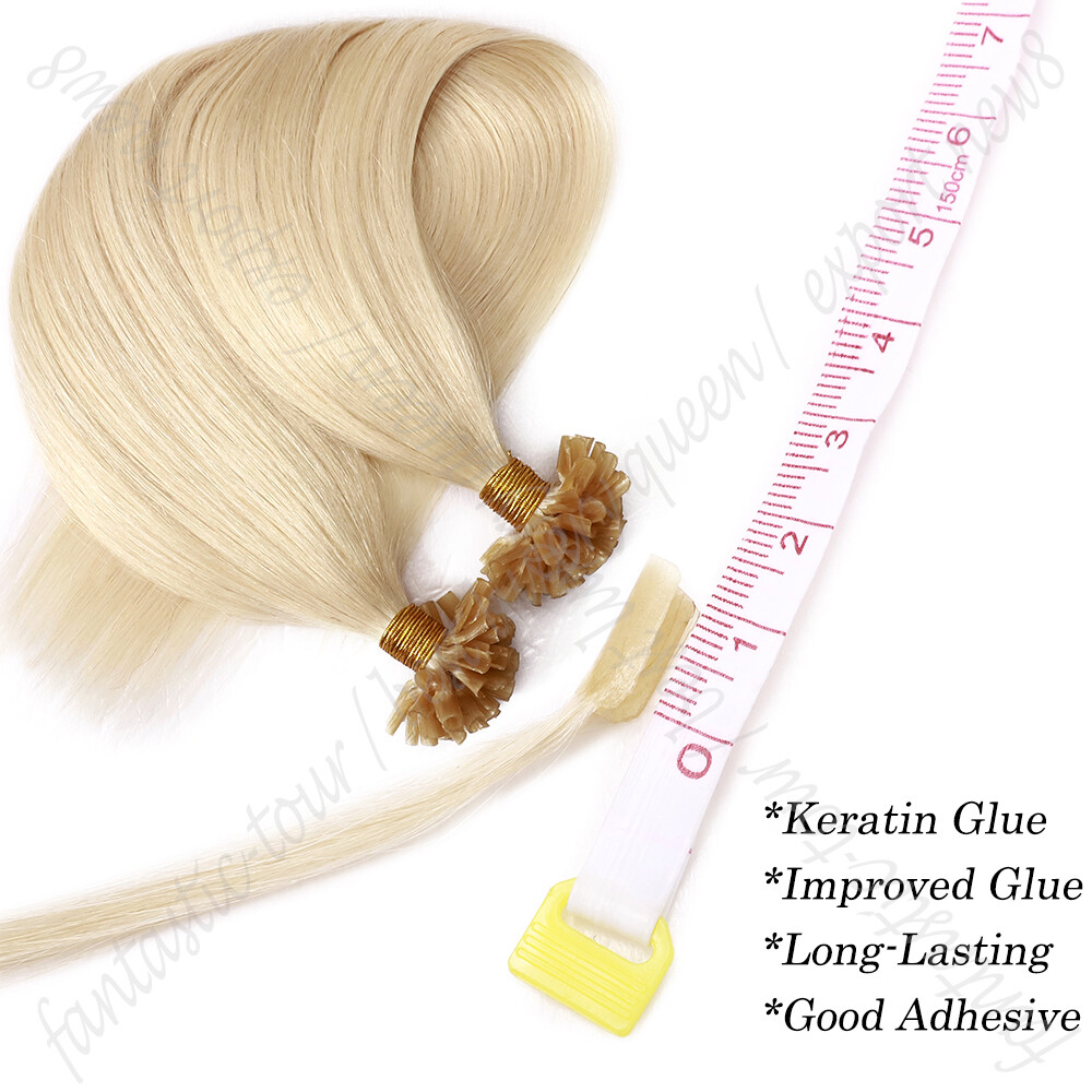 100G Thick U Tip Nail Tip Extensions Pre Bonded Keratin Human Hair Extensions US