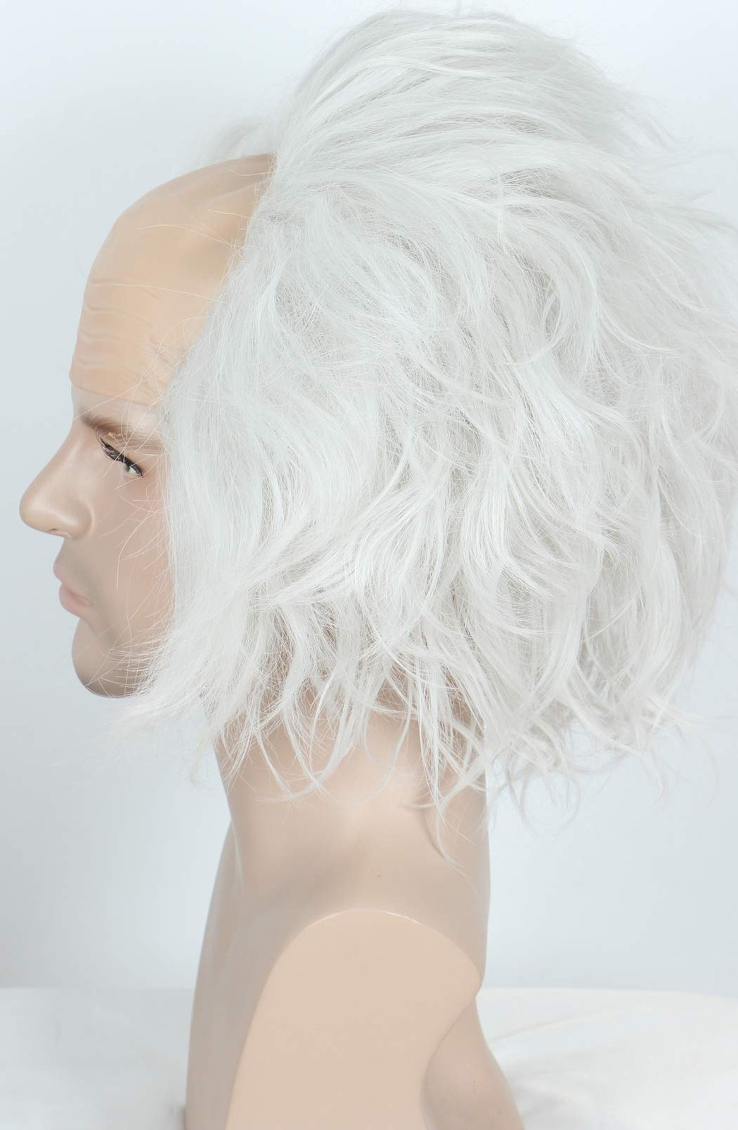 Unisex Short Bald Wig Halloween Costume Wig for Adult Silver