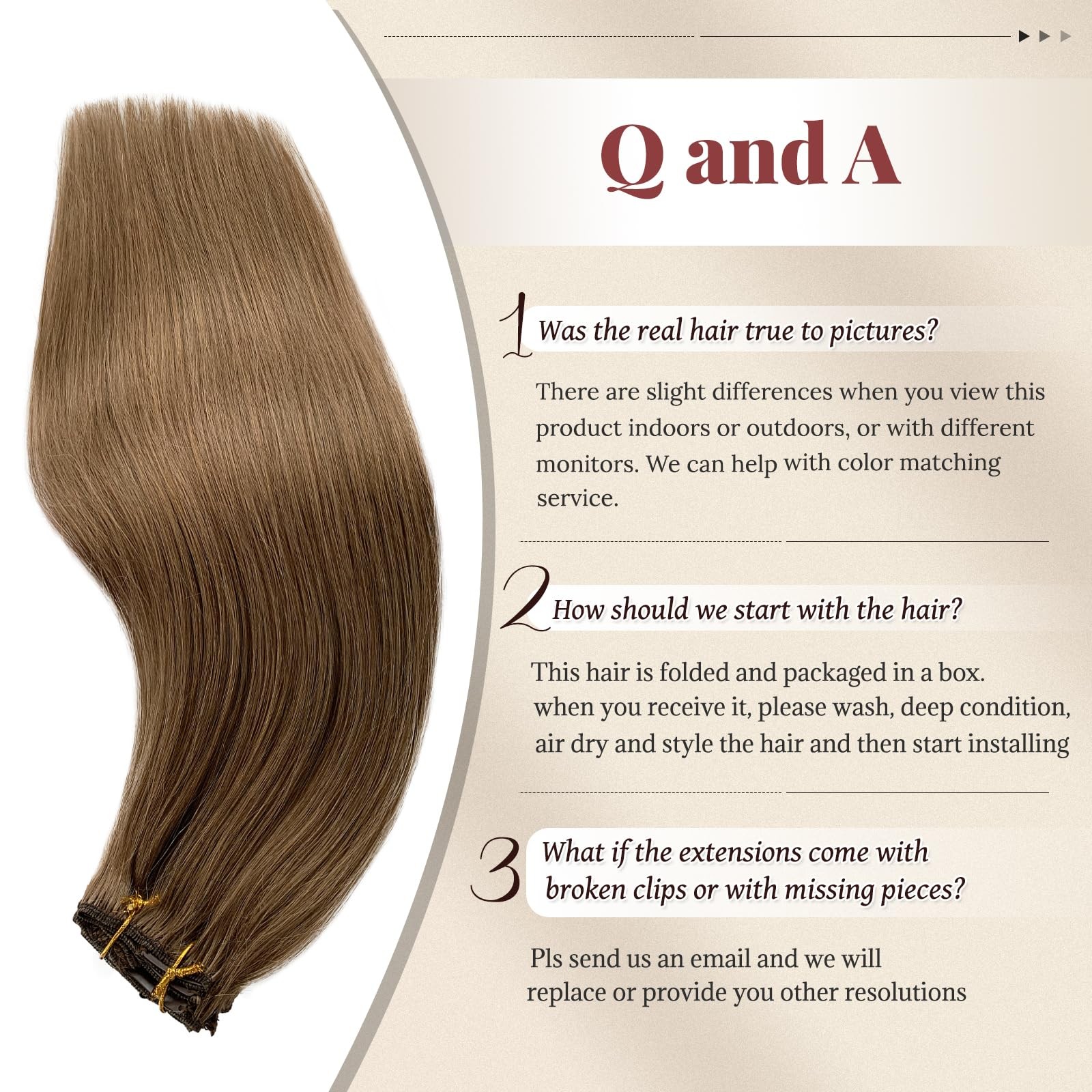 Licoville Ash Brown Hair Extensions Real Human Hair Clip On 15 Inch Thick