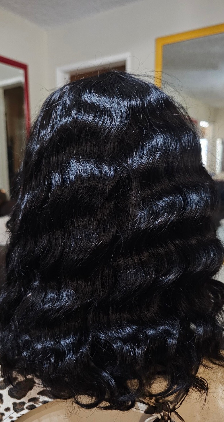 12inch Body Wave Wig Black Body Curly Human Hair 100%Wigs No-Lace Wigs