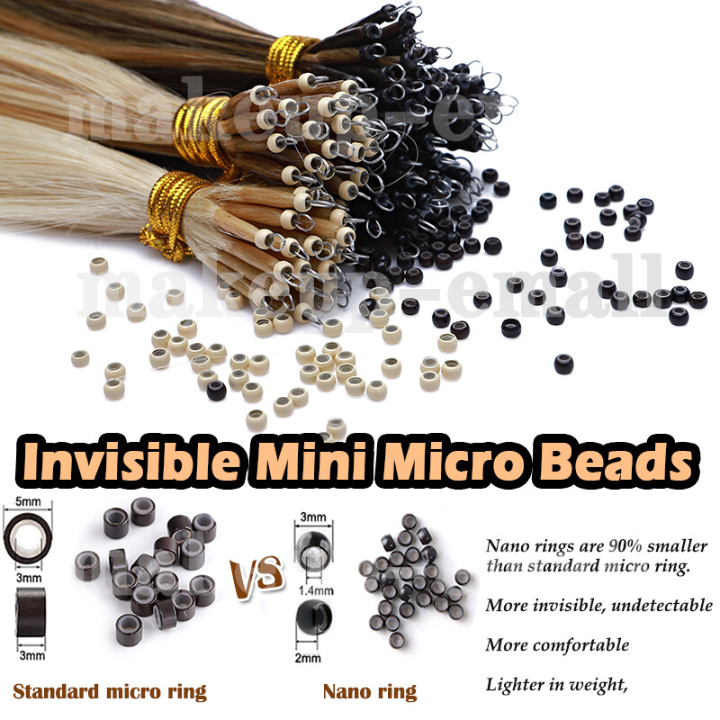 Nano Ring Tip Thick 100% Remy Human Hair Extensions 200g Micro Loop Ring Beads