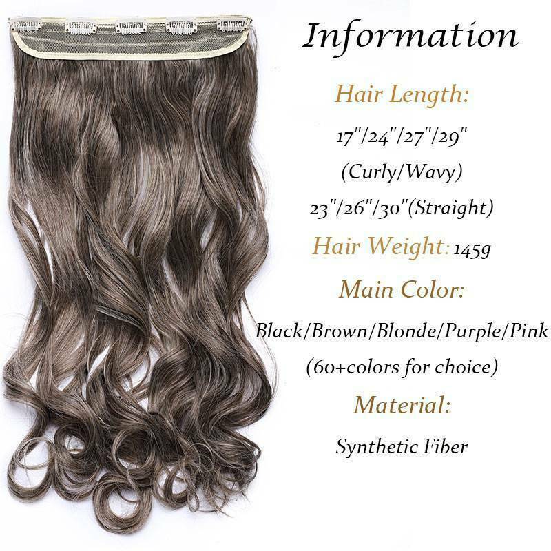 Real Long Curly Clip In One Piece 100% As Human Hair Extension Thick Wavy Remy X