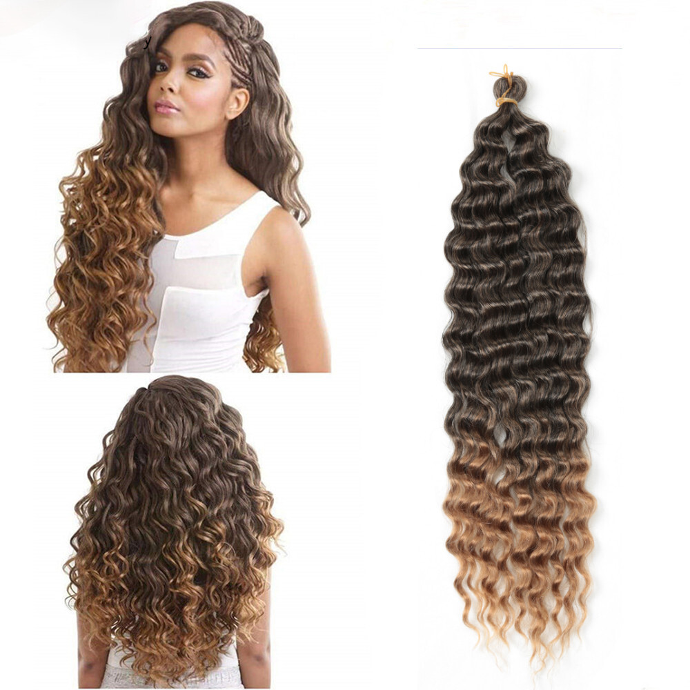 22″-28″ Deep Wave Twist Crochet Hair Afro Curls Ombre Braiding Hair Extensions