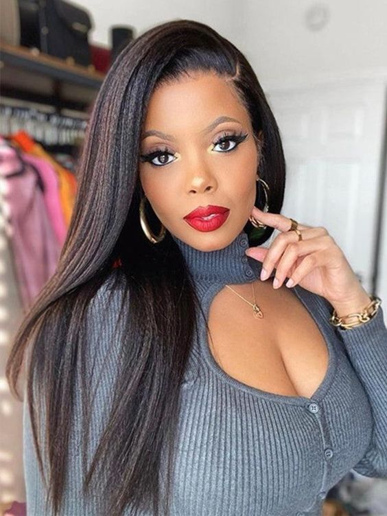 Long Straight Yaki Wig Sexy Black High Temperature Fiber Hair For Black Women US