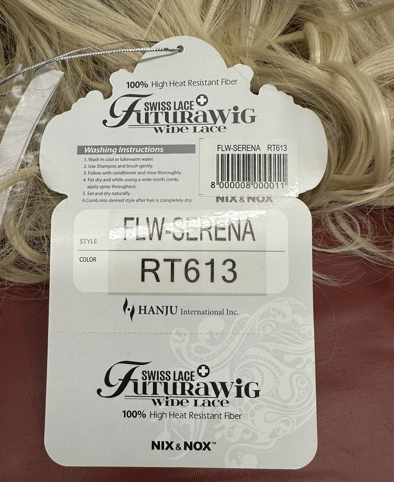 SWISS LACE FUTURA WIG WIDE LACE NIX & NOX LONG COLOR RT613 NEW
