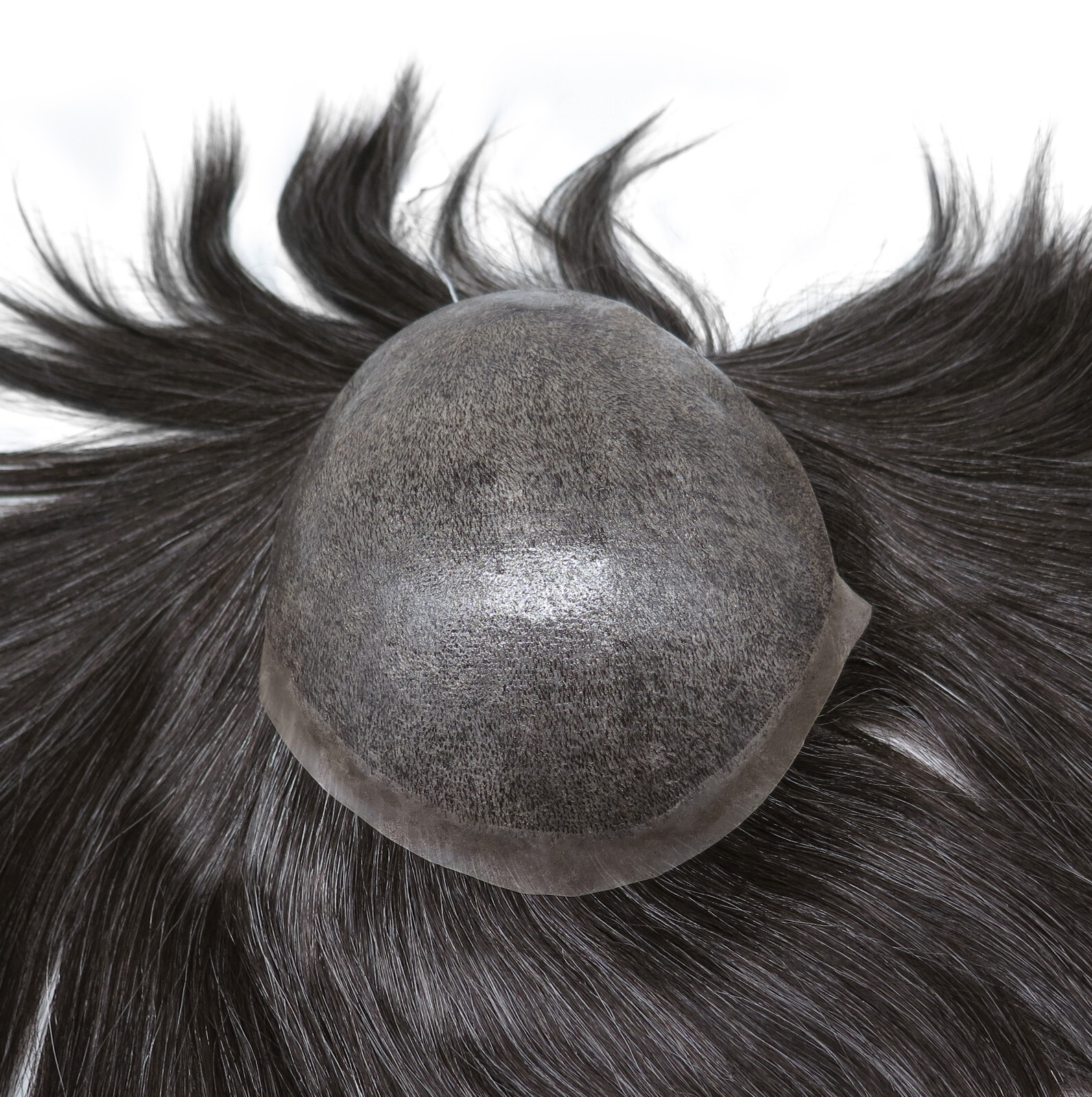 Real European Hair Replacement Toupee Injection Skin Virgin Grey Hair Hairpiece