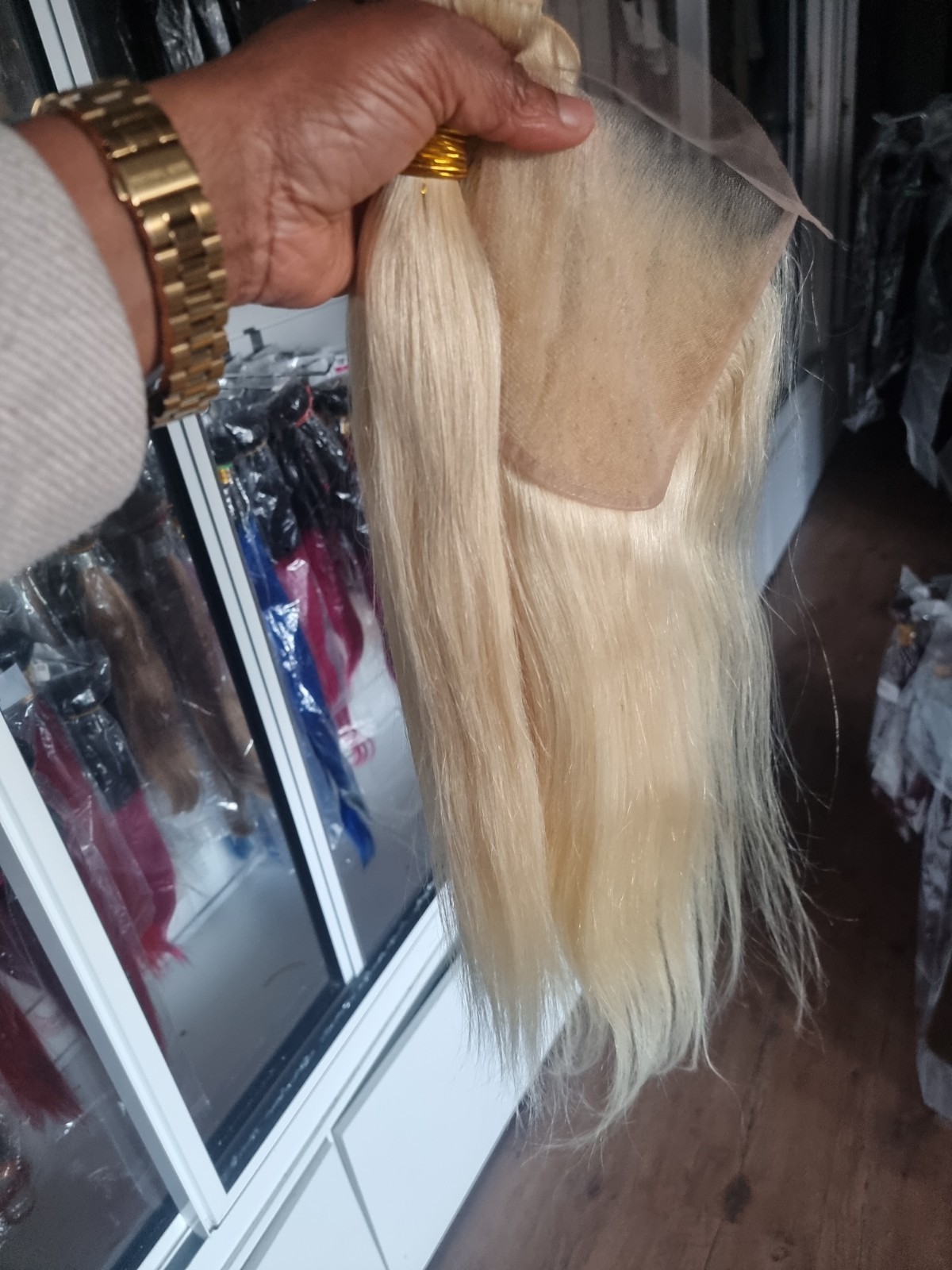 12A BRAZILIAN VIRGIN HUMAN HAIR 18+18&18 CLOSURE 5X5 BLONDE 613# STRAIGHT 260g