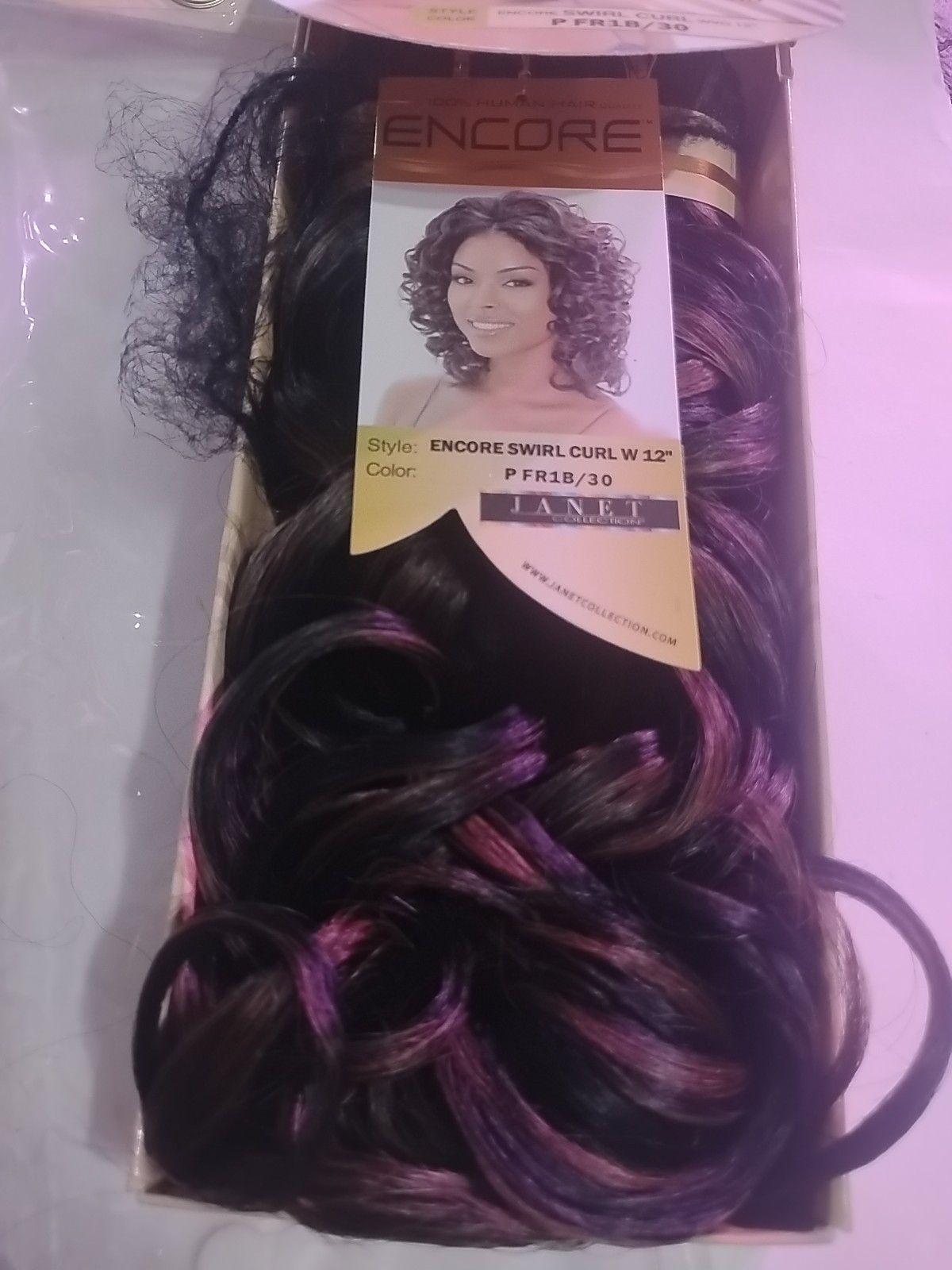 Encore Janet Collection 100% Human Hair Quality Swirl Curl 12 In #PFR1B/30