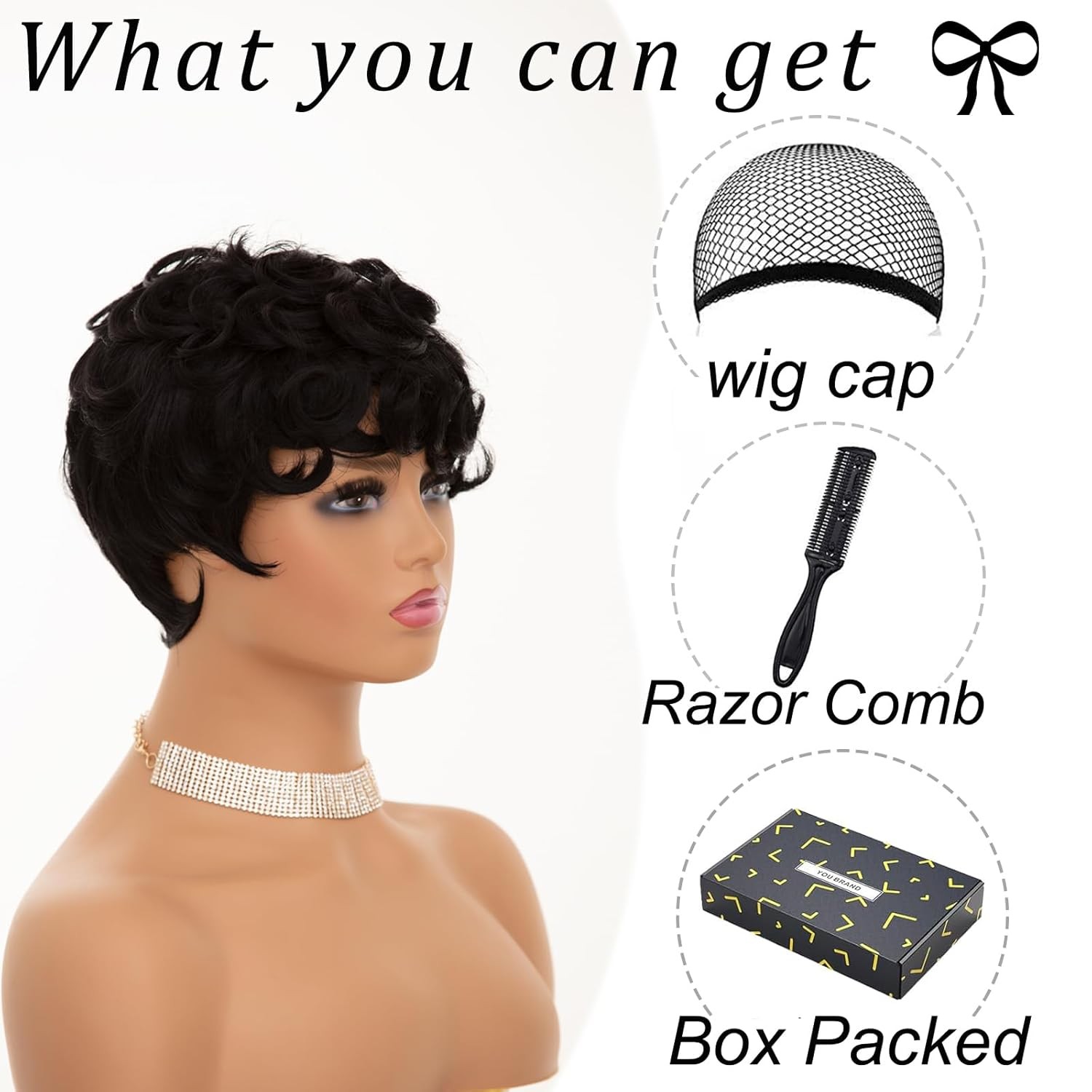 Natural Black Pixie Cut Wig for Black Women – Short Hair Wig with Bangs