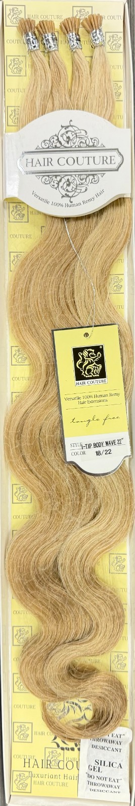 Hair Couture 100% Human Remy Hair 22″ I-Tip Extensions Body Wave 120pcs #18/22