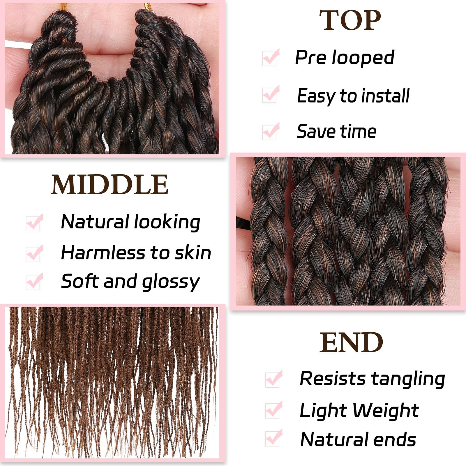Xtrend 14 Inch Braids Crochet Hair 144 Strands Pre-Looped Knotless Medium