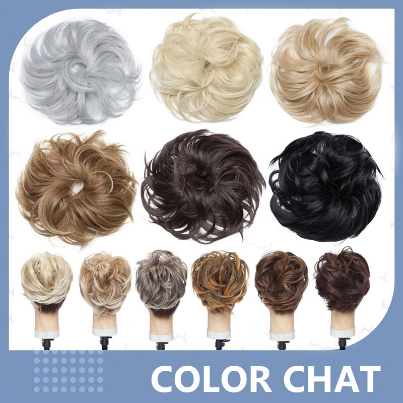 US Tousled Messy Bun Piece Scrunchie Curly Wavy Extra Thick Updo Hair Extensions