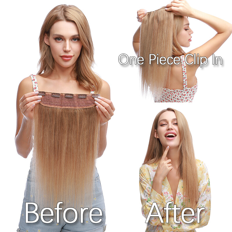 THICK ONE PIECE CLIP IN HUMAN HAIR EXTENSIONS REAL REMY HAIR 14″16″18″20″22″24″