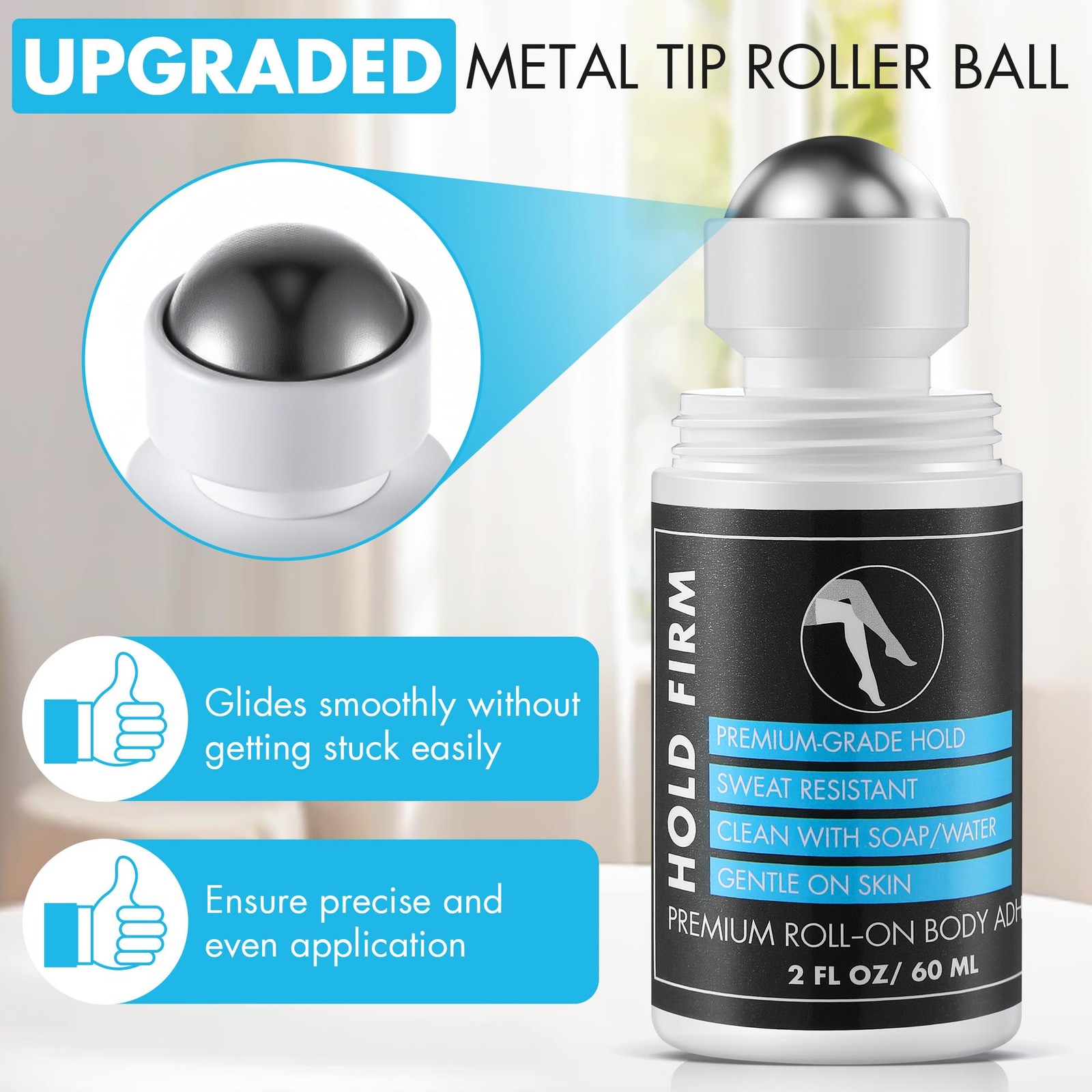 HappyAlley 1 Pcs Metal Roll On Body Glue for Skin & 2 oz,