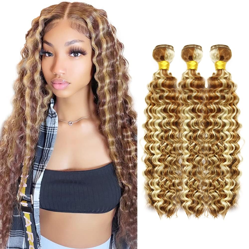 14 16 18 Inch P30/613 Highlight Blonde Bundles Human Hair 3 Bundles Brazilian…
