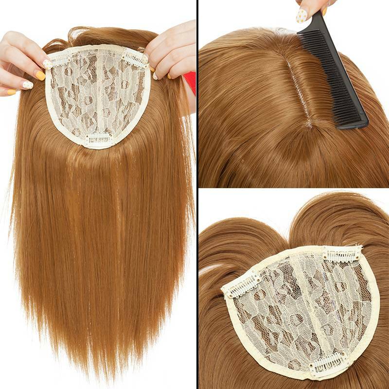 Real 100% Nautural Clip In Topper Hair Extension Thick As Human Long Straight US