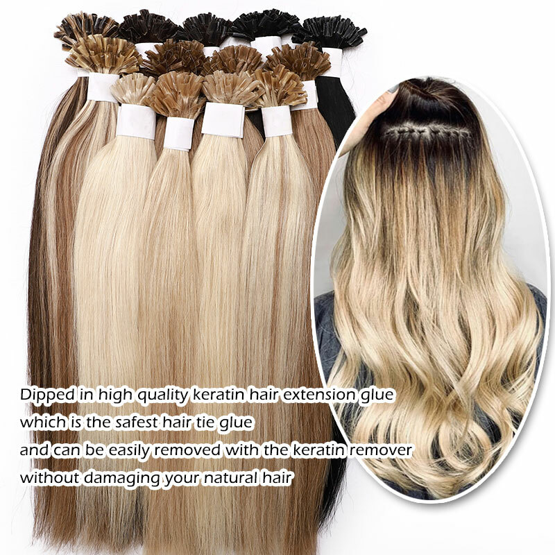 Nail U Tip Pre Bonded Real Remy Human Hair Extension Keratin Glue 150G Full Head
