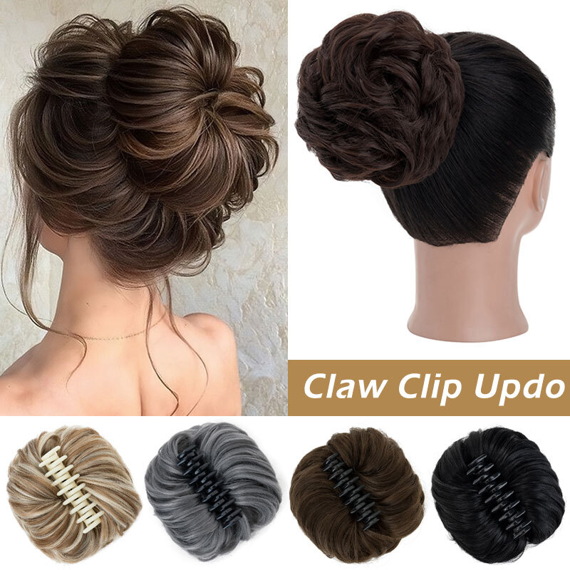 Large Curly Bun Hair Piece Scrunchie Updo 65g Thick Claw in Hair Extension Woman