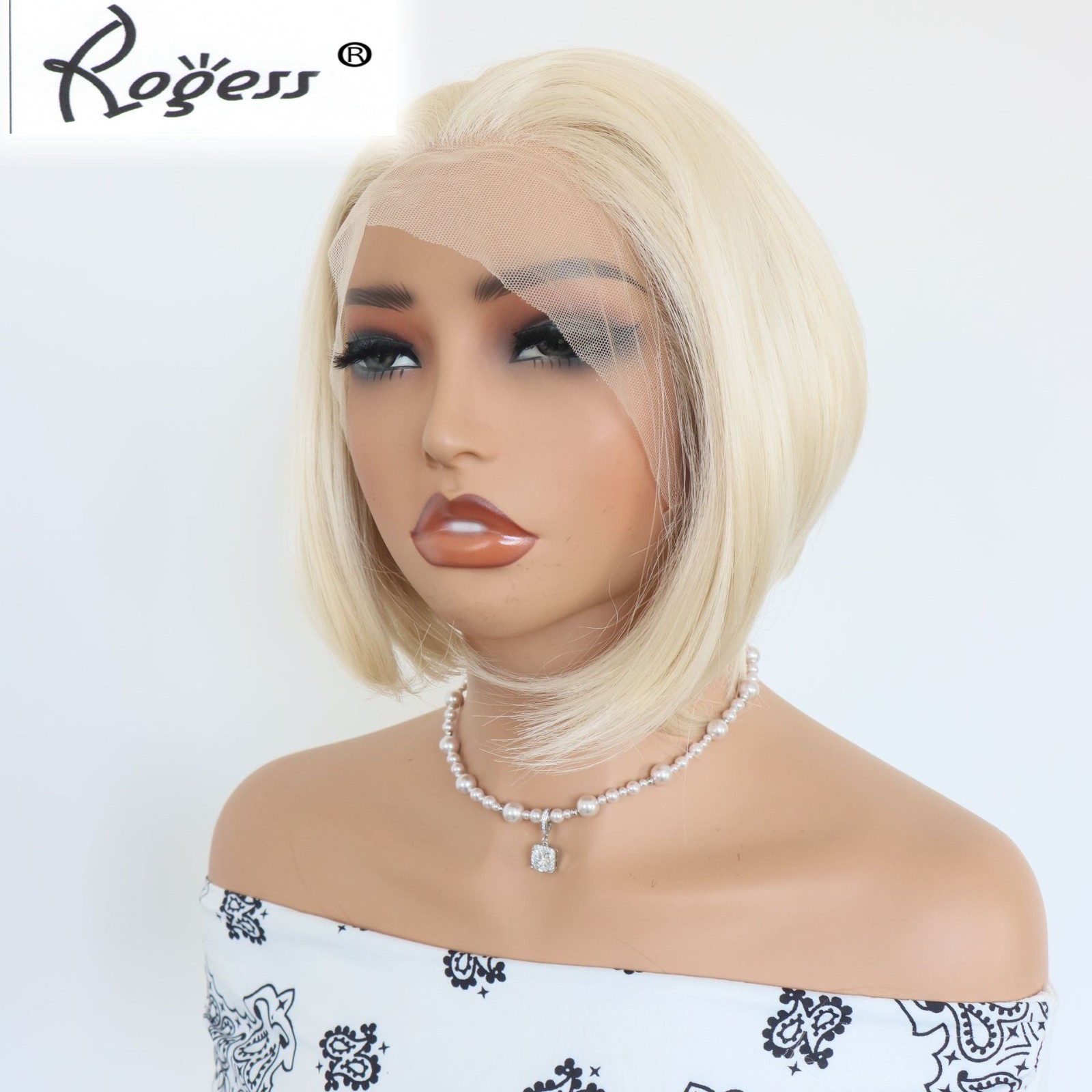 Platinum Blonde Short Bob Lace Front Wig Matte Synthetic Cosplay
