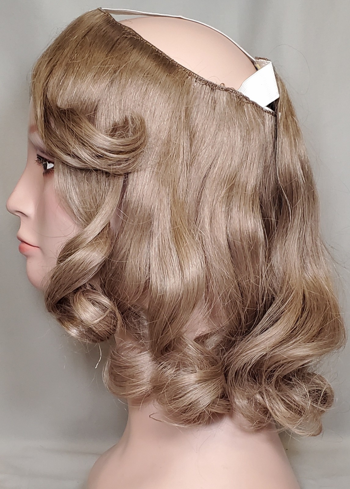 CMC Human hair Halo Bangs 12 Dark Blonde NWOT Display (Hat NOT included)
