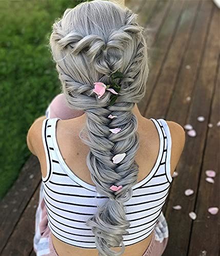 Women’s Long Curly Wavy Silver Gray Wigs Cosplay Costume Halloween Wigs Synth…