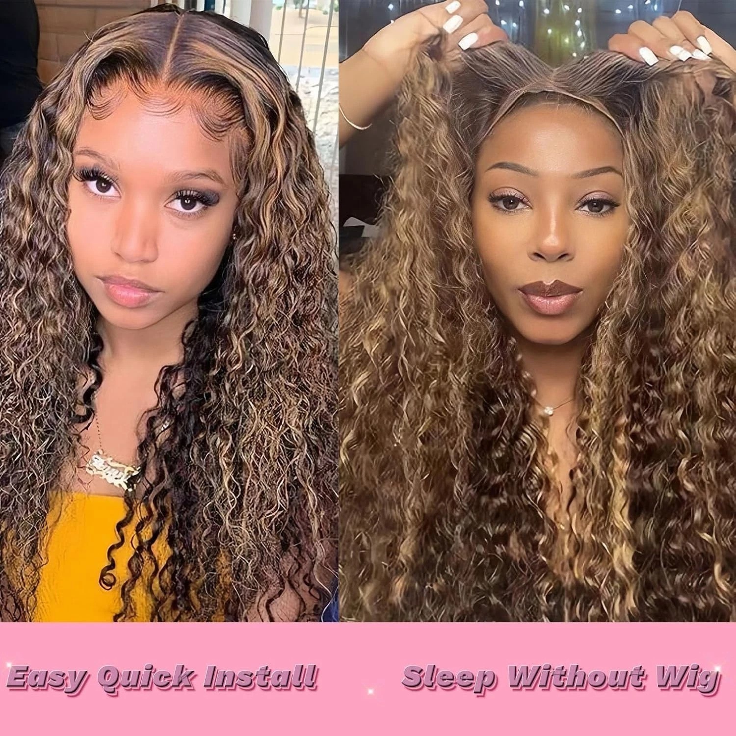 Glueless Human Hair Wigs Deep Wave Curly