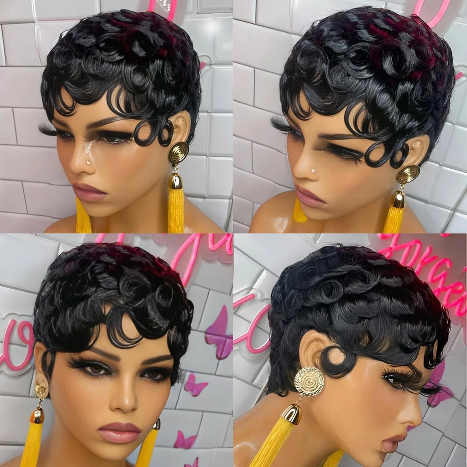 Short 6″ Pixie Cut Wig Human Hair for Black Women Glueless