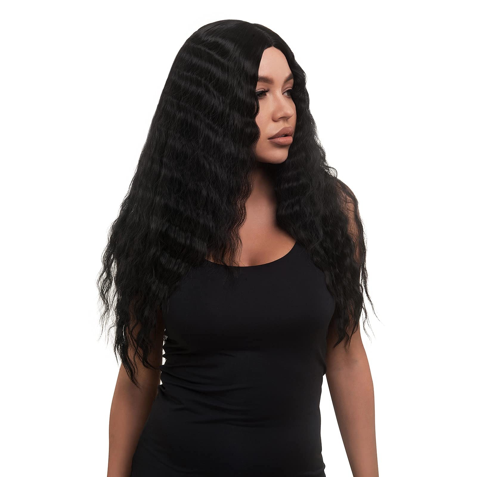Black Wigs for Women, Long Fluffy Natural Wavy Curly Wigs Heat Resistant Synt…