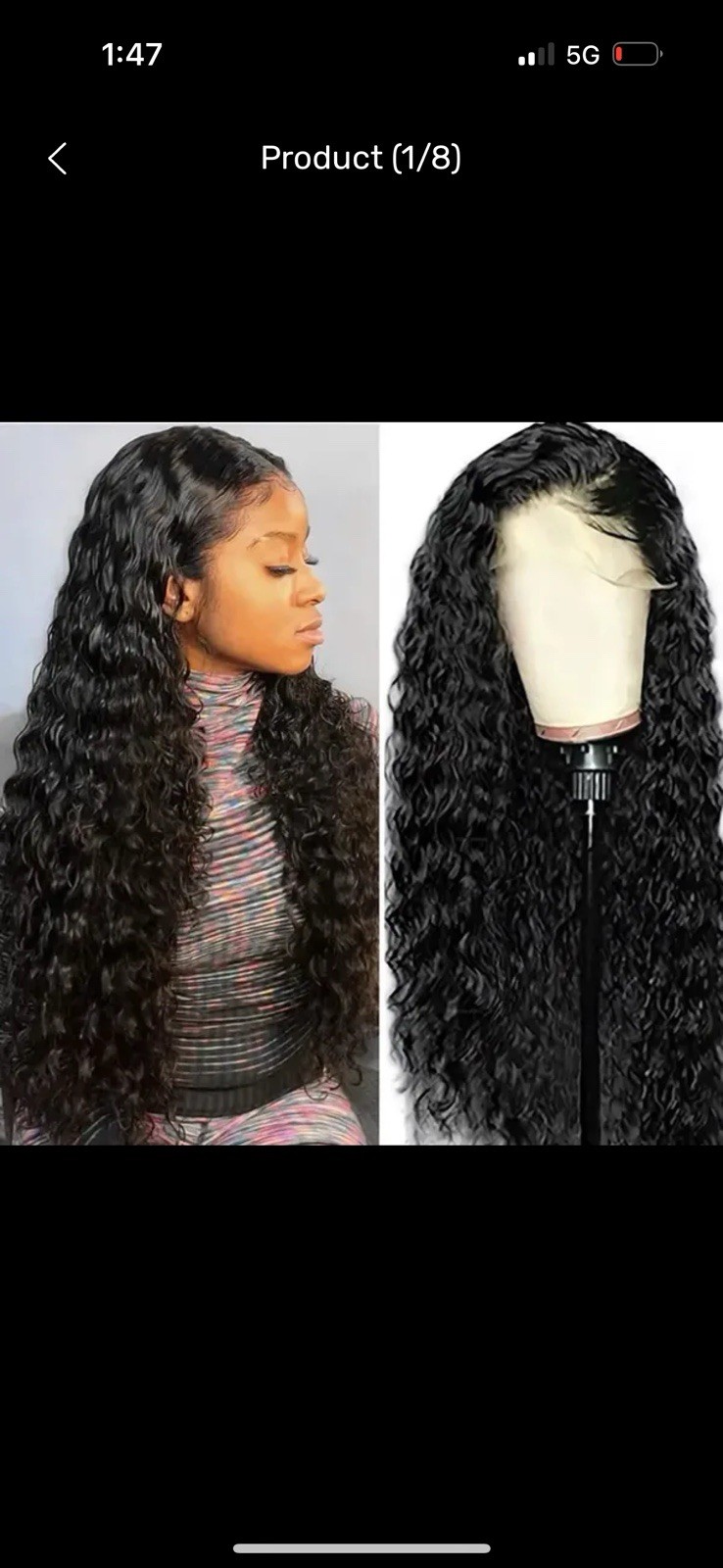Human Hair Lace Front Wig Glueless Long Curly Black 31-40in One Size