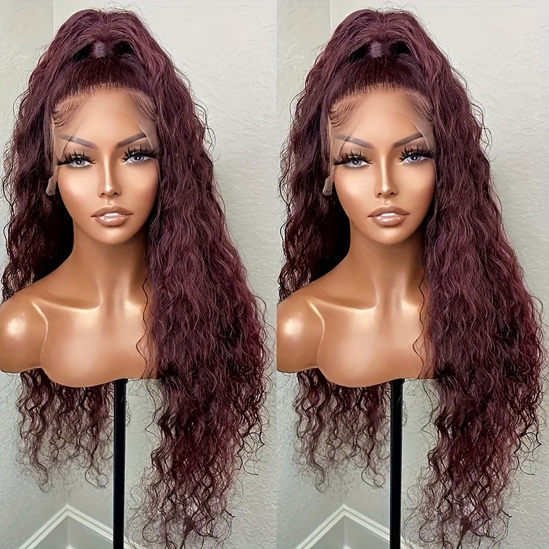 Loose Curly Lace Front Wigs Wind Red Hair Pre Plucked Natural Baby Hair Party