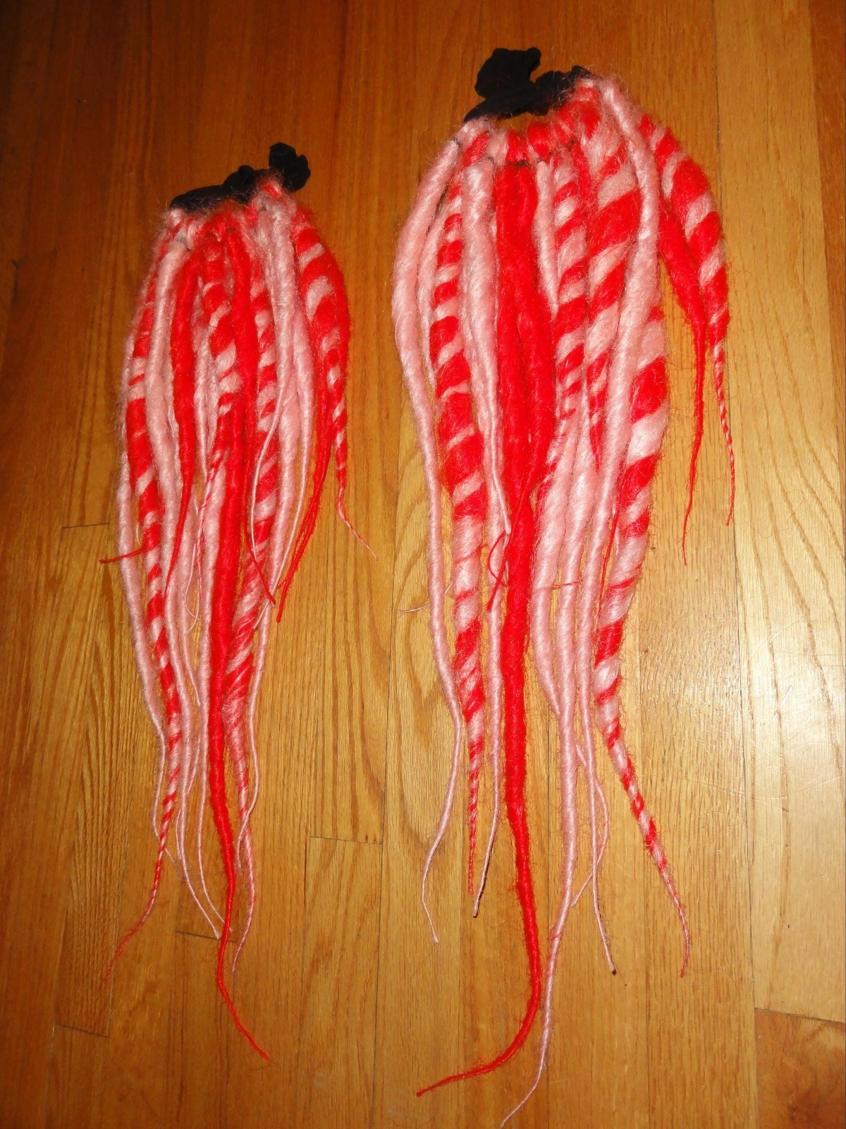 Pink & Red Dread Falls swirls dreadlocks hair extensions cyber goth dreads emo