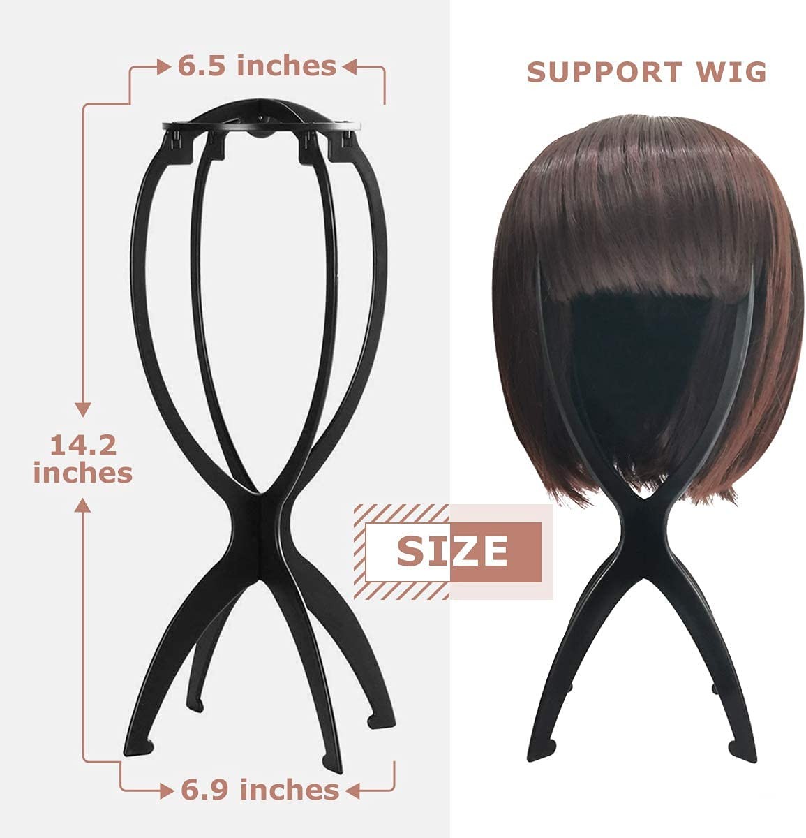 Dreamlover Wig Stand, Head 14.2 Inches (Pack of 3), Black