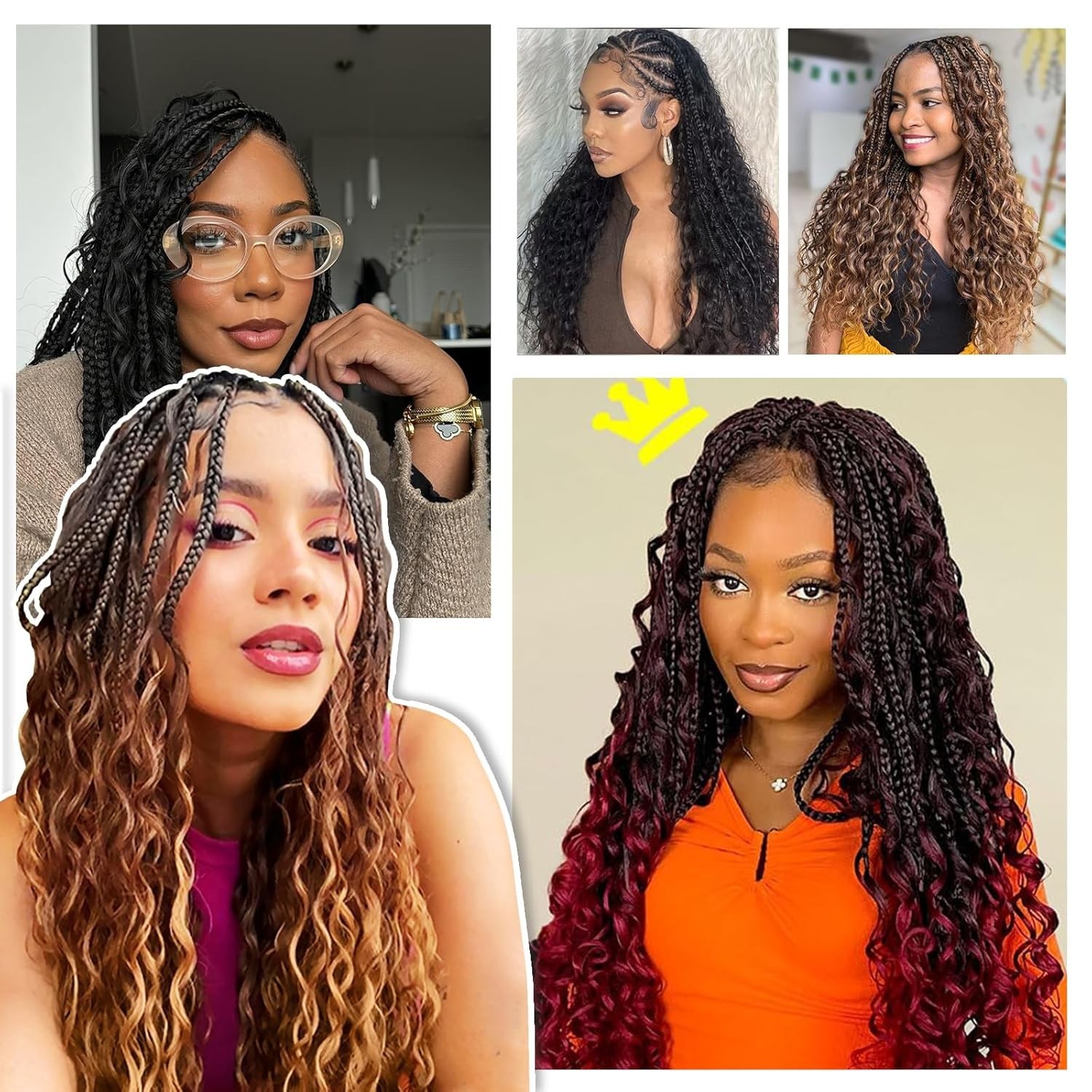 8 Packs Goddess Box Braids Crochet Hair-14 Inch Crochet Box Braids Pre-looped…