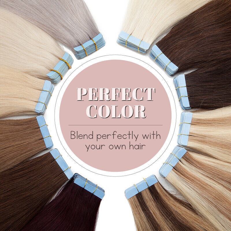 Tape in Remy Human Hair Extensions Seamless Skin Weft Thick Hair Silky 16-26inch