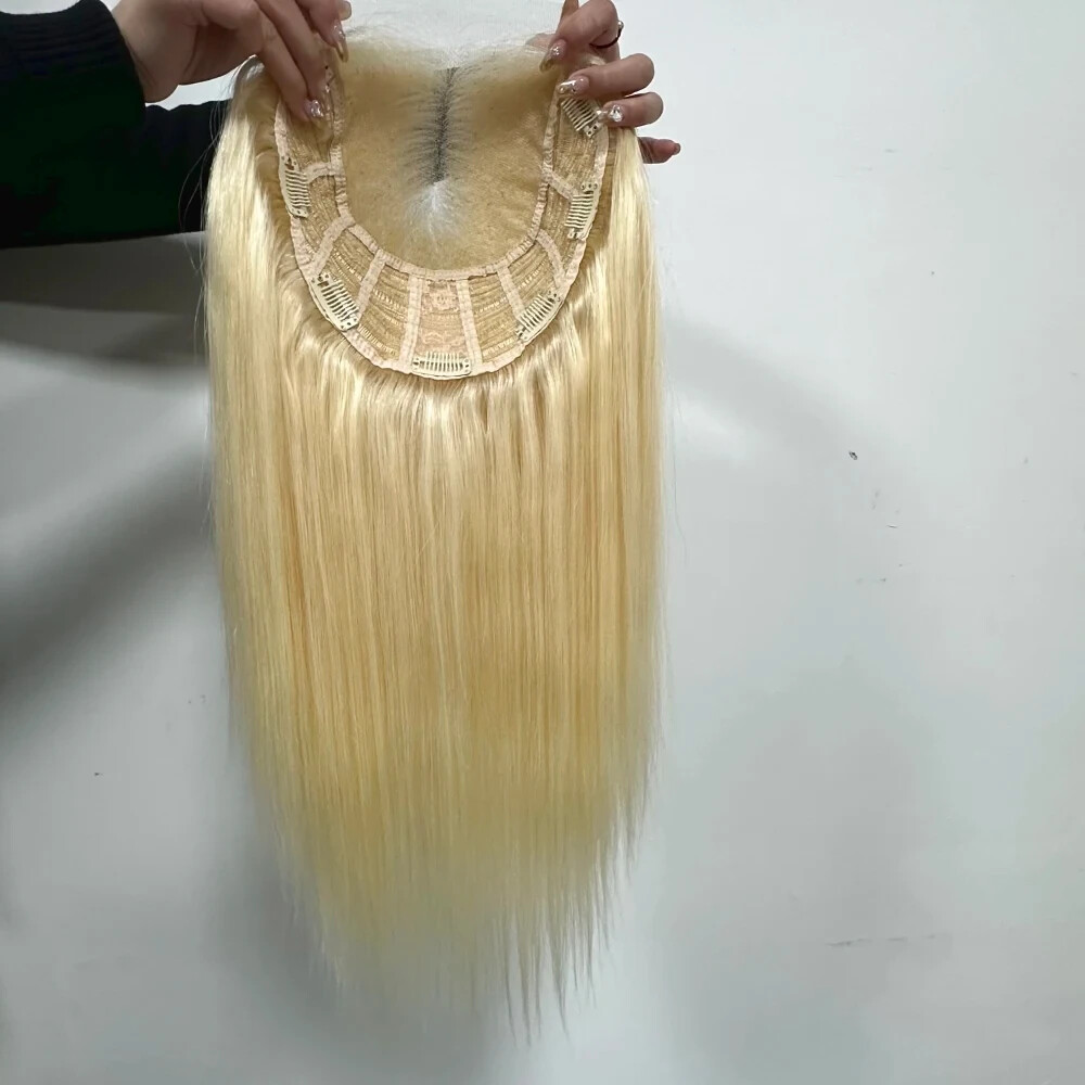 8″x8″ Light Blonde Swiss Lace Closure Topper Remy Human Hair Women Toupee #613