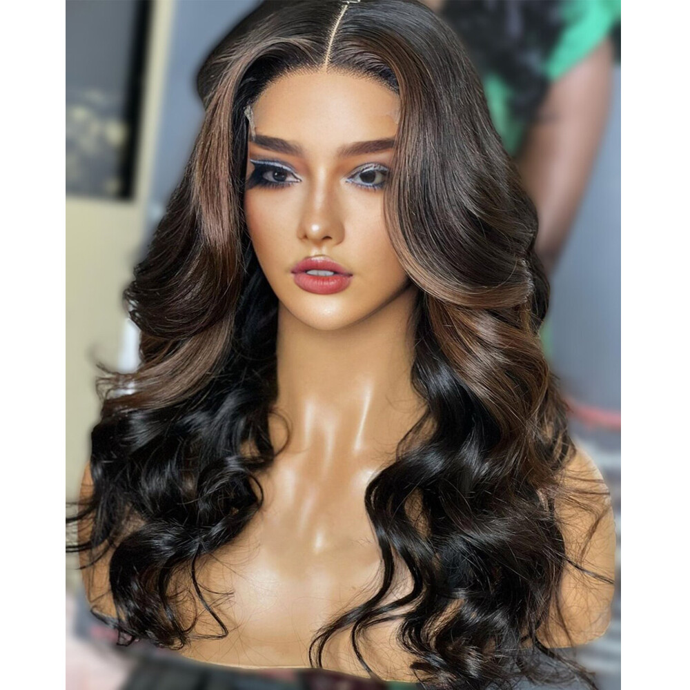 Brown Highlight 13X6 Lace Front Human Hair Wig For Women Brazilian Remy Glueless