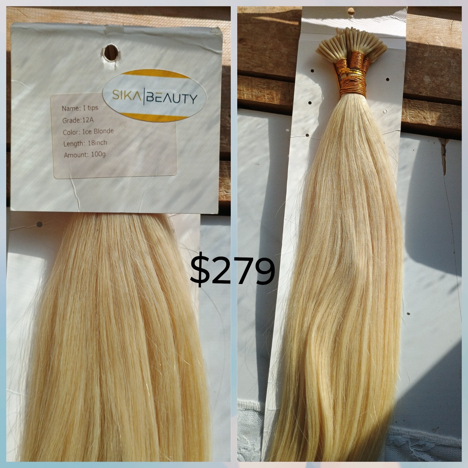 100G ICE BLONDE I-tips. 12a high quality human hair extensions.