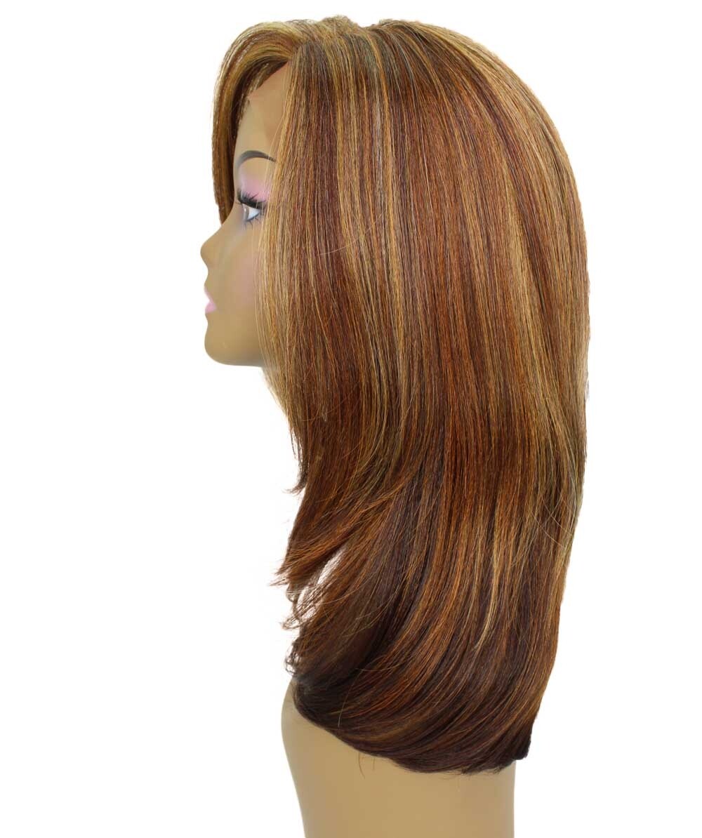 LUXLUXE Valona Straight 20 in 4X4 Hand Tied Lace Front Wig, Auburn Brown Blend