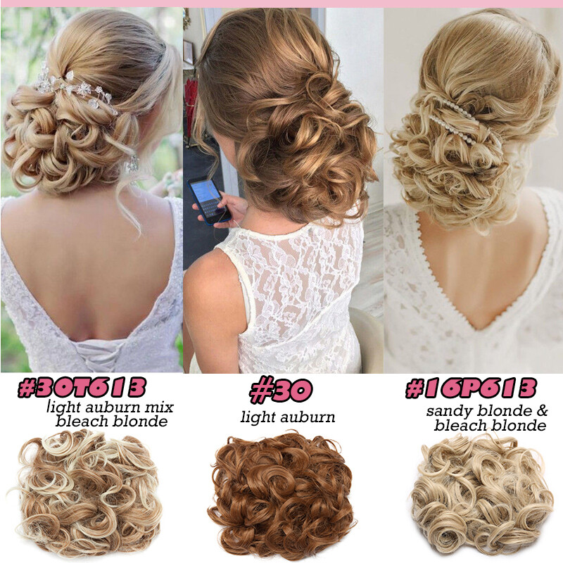 THICK Chignon Messy Bun Updo Clip in Extensions Curly Hair Piece Real as Human