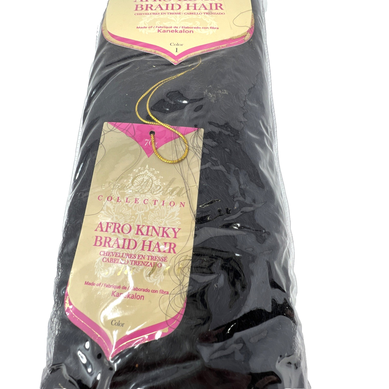 Au Dela Collection Afro Kinky Braid Hair, Kanekalon, Color 1, 70g