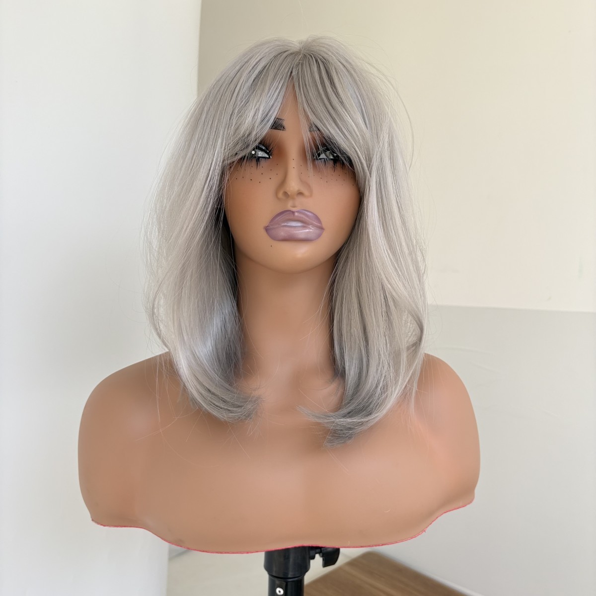 Bob Straight Gray Heat Resistant Synthetic Hair Cosplay Wig With Fringe